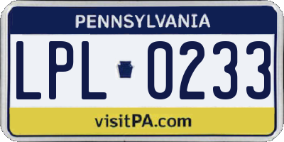 PA license plate LPL0233
