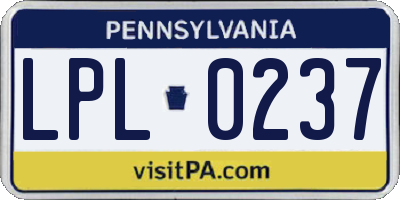PA license plate LPL0237