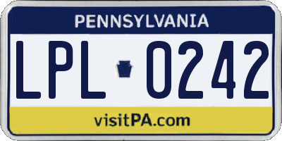 PA license plate LPL0242