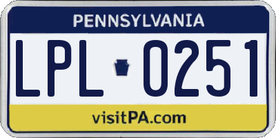 PA license plate LPL0251