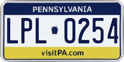 PA license plate LPL0254