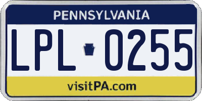 PA license plate LPL0255