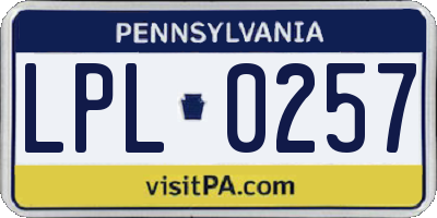 PA license plate LPL0257