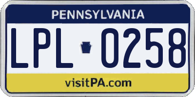 PA license plate LPL0258