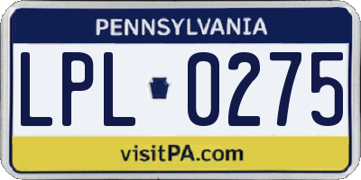 PA license plate LPL0275