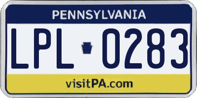 PA license plate LPL0283