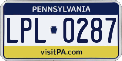 PA license plate LPL0287