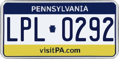PA license plate LPL0292