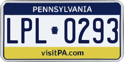 PA license plate LPL0293