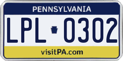 PA license plate LPL0302