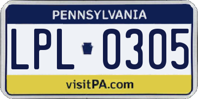 PA license plate LPL0305