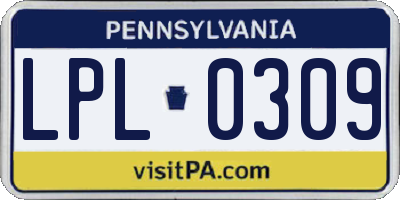 PA license plate LPL0309