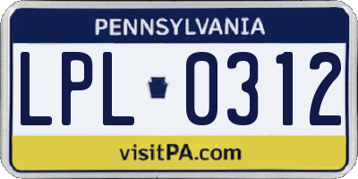 PA license plate LPL0312