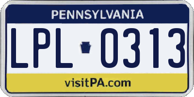 PA license plate LPL0313