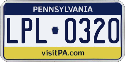 PA license plate LPL0320