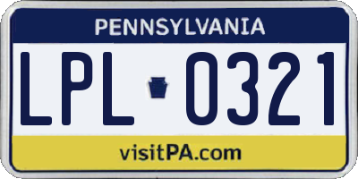 PA license plate LPL0321