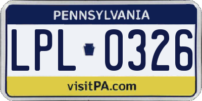 PA license plate LPL0326