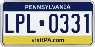 PA license plate LPL0331