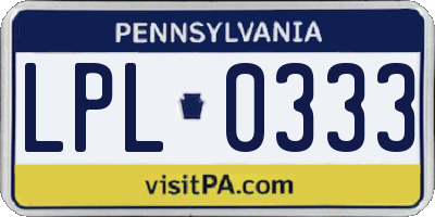 PA license plate LPL0333