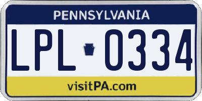 PA license plate LPL0334