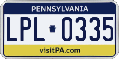 PA license plate LPL0335