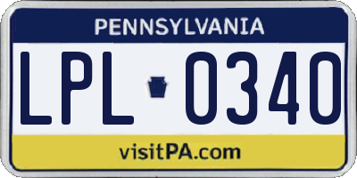 PA license plate LPL0340