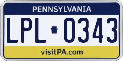 PA license plate LPL0343