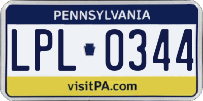 PA license plate LPL0344