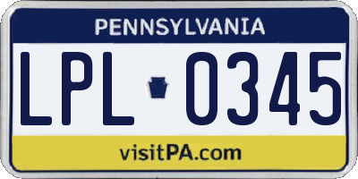 PA license plate LPL0345