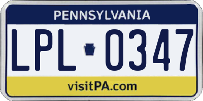 PA license plate LPL0347