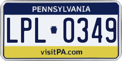 PA license plate LPL0349
