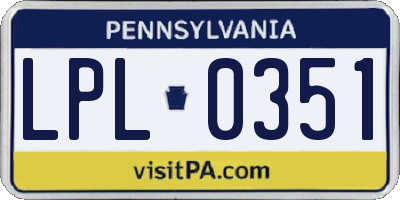 PA license plate LPL0351