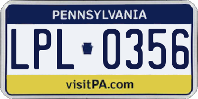 PA license plate LPL0356