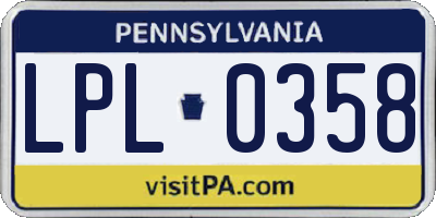 PA license plate LPL0358
