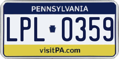 PA license plate LPL0359