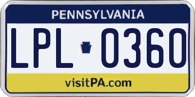 PA license plate LPL0360