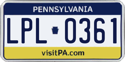 PA license plate LPL0361