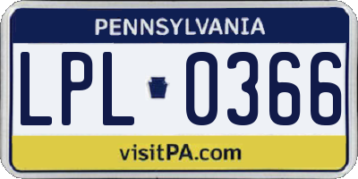 PA license plate LPL0366