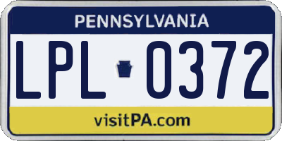 PA license plate LPL0372