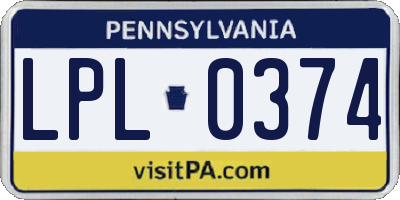 PA license plate LPL0374