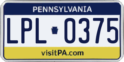 PA license plate LPL0375