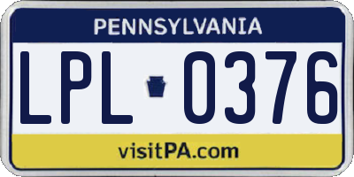 PA license plate LPL0376