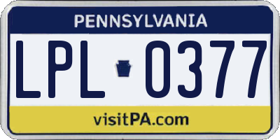 PA license plate LPL0377