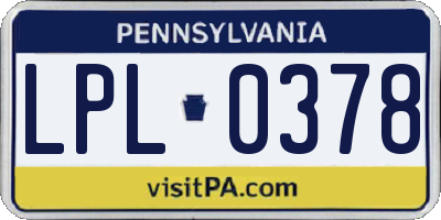 PA license plate LPL0378