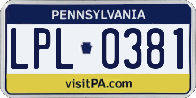 PA license plate LPL0381