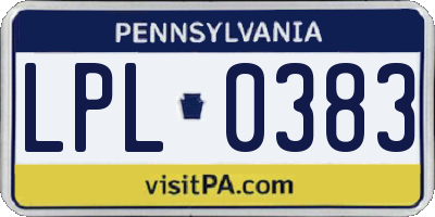 PA license plate LPL0383