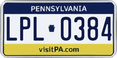 PA license plate LPL0384