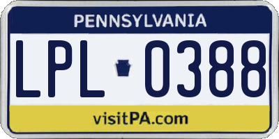 PA license plate LPL0388