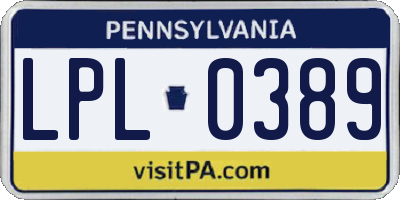 PA license plate LPL0389