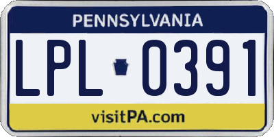 PA license plate LPL0391
